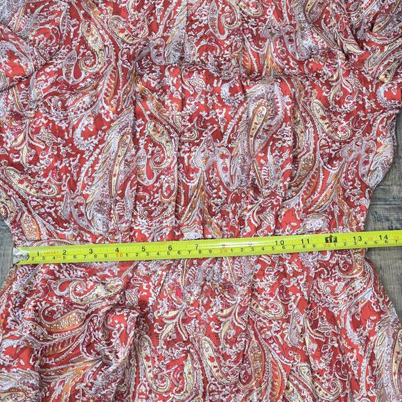 Lulus Mock Neck Long Sleeve Mini Dress Paisley Rust Red Cocktail Hour Chic XS - Picture 8 of 9